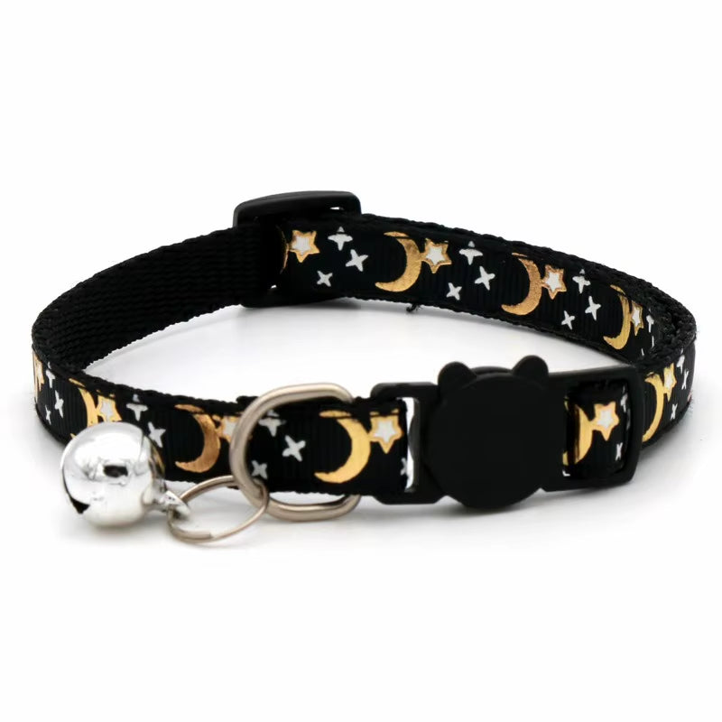Pet Collar with Bell Cartoon Footprint Colorful Dog Puppy Kitten Collar Adjustable Safety Bell Ring Necklace Pet Accessories