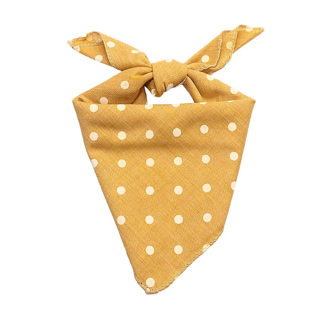 Pet Bandanas Plaid Dots Style Cotton Washable Dog Bandanas Scarf Bowties Collar Pet Square Bib for Puppies Kittens