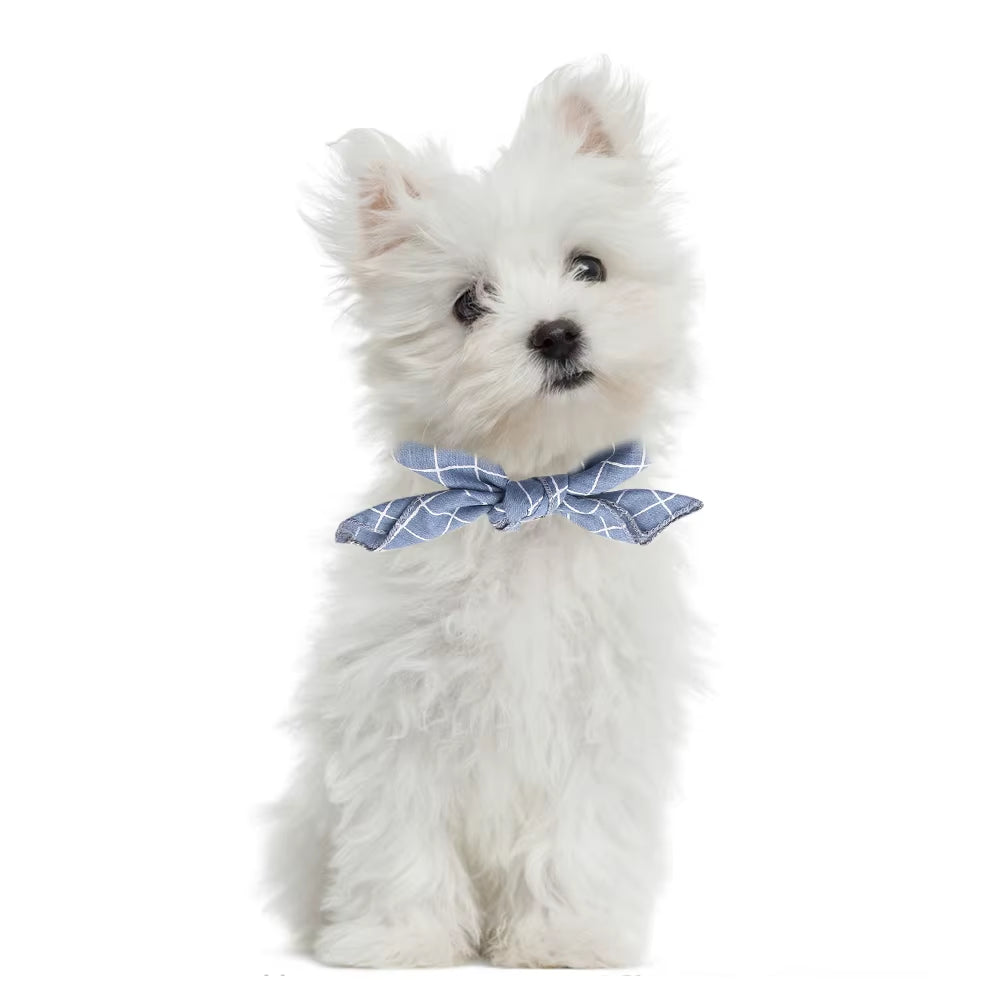 Pet Bandanas Plaid Dots Style Cotton Washable Dog Bandanas Scarf Bowties Collar Pet Square Bib for Puppies Kittens