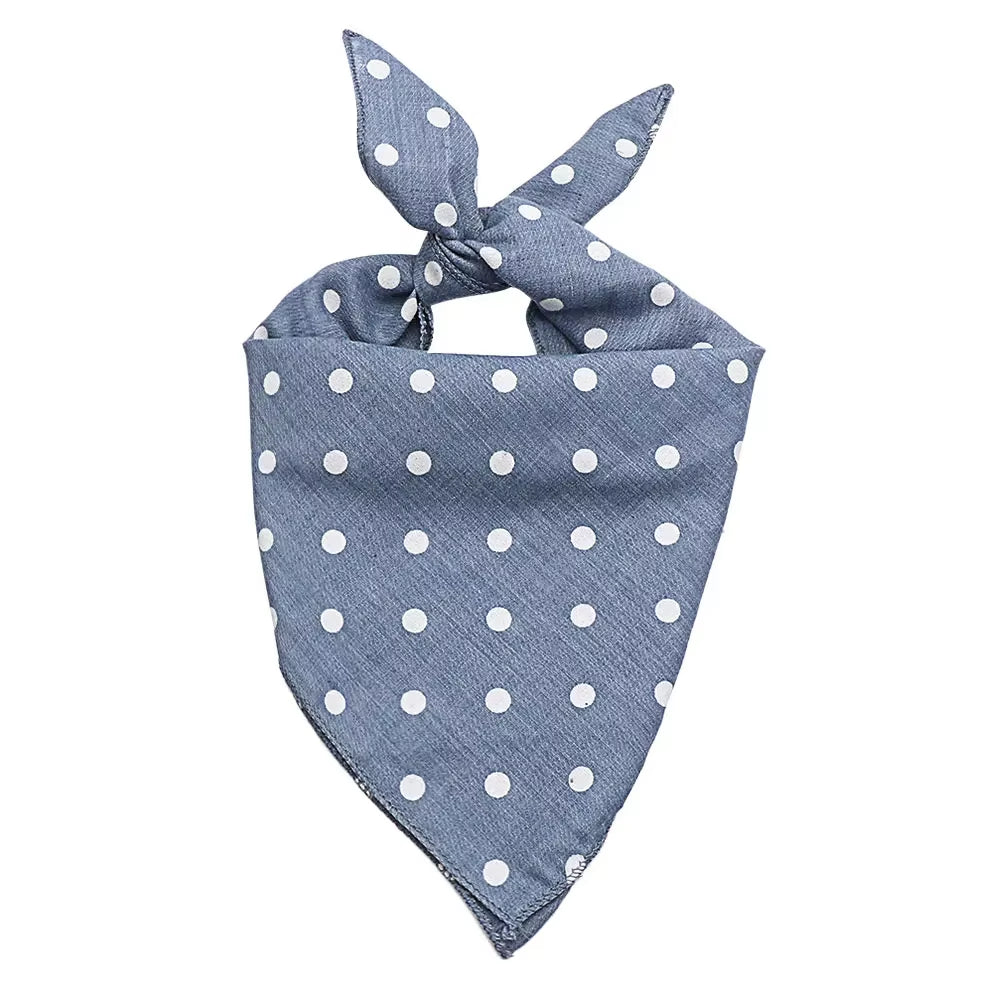 Pet Bandanas Plaid Dots Style Cotton Washable Dog Bandanas Scarf Bowties Collar Pet Square Bib for Puppies Kittens
