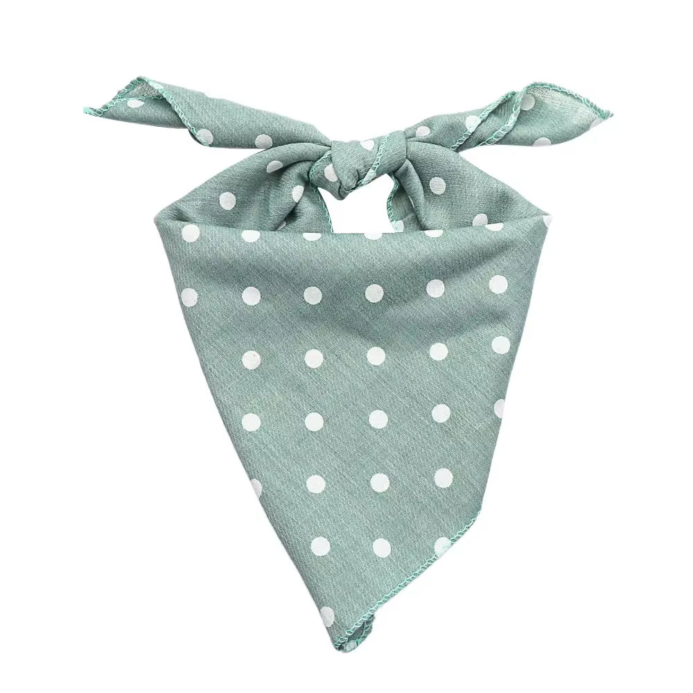 Pet Bandanas Plaid Dots Style Cotton Washable Dog Bandanas Scarf Bowties Collar Pet Square Bib for Puppies Kittens