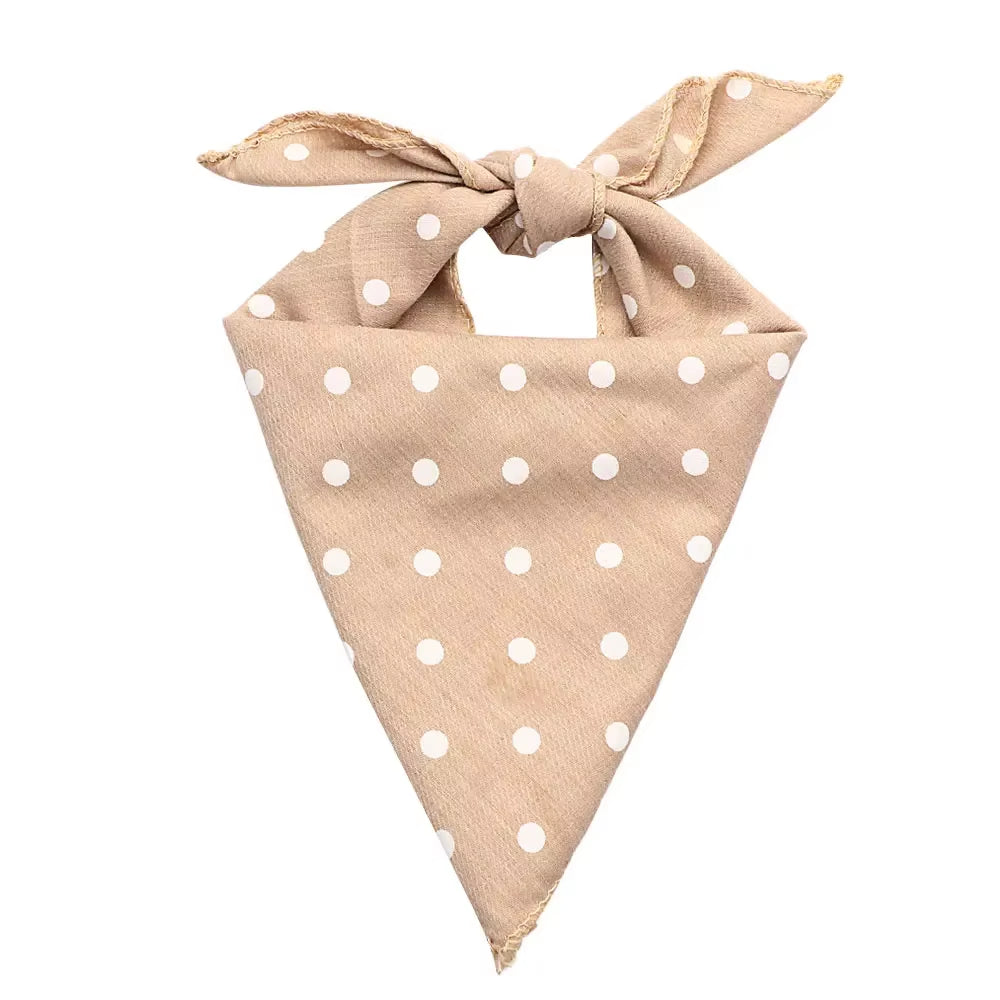Pet Bandanas Plaid Dots Style Cotton Washable Dog Bandanas Scarf Bowties Collar Pet Square Bib for Puppies Kittens