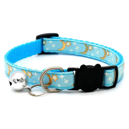 Pet Collar with Bell Cartoon Footprint Colorful Dog Puppy Kitten Collar Adjustable Safety Bell Ring Necklace Pet Accessories