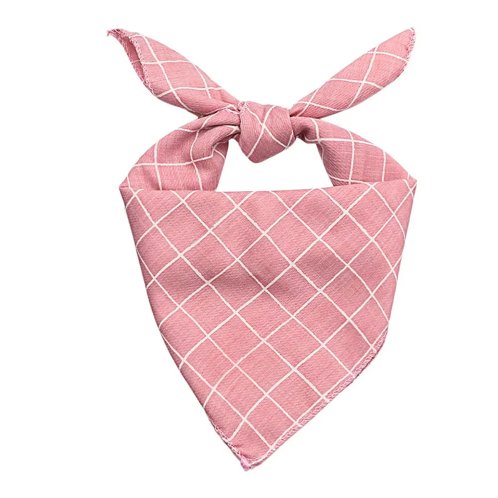 Pet Bandanas Plaid Dots Style Cotton Washable Dog Bandanas Scarf Bowties Collar Pet Square Bib for Puppies Kittens