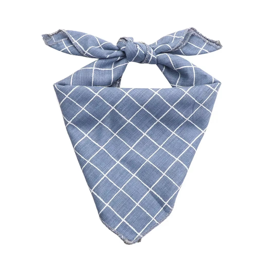 Pet Bandanas Plaid Dots Style Cotton Washable Dog Bandanas Scarf Bowties Collar Pet Square Bib for Puppies Kittens