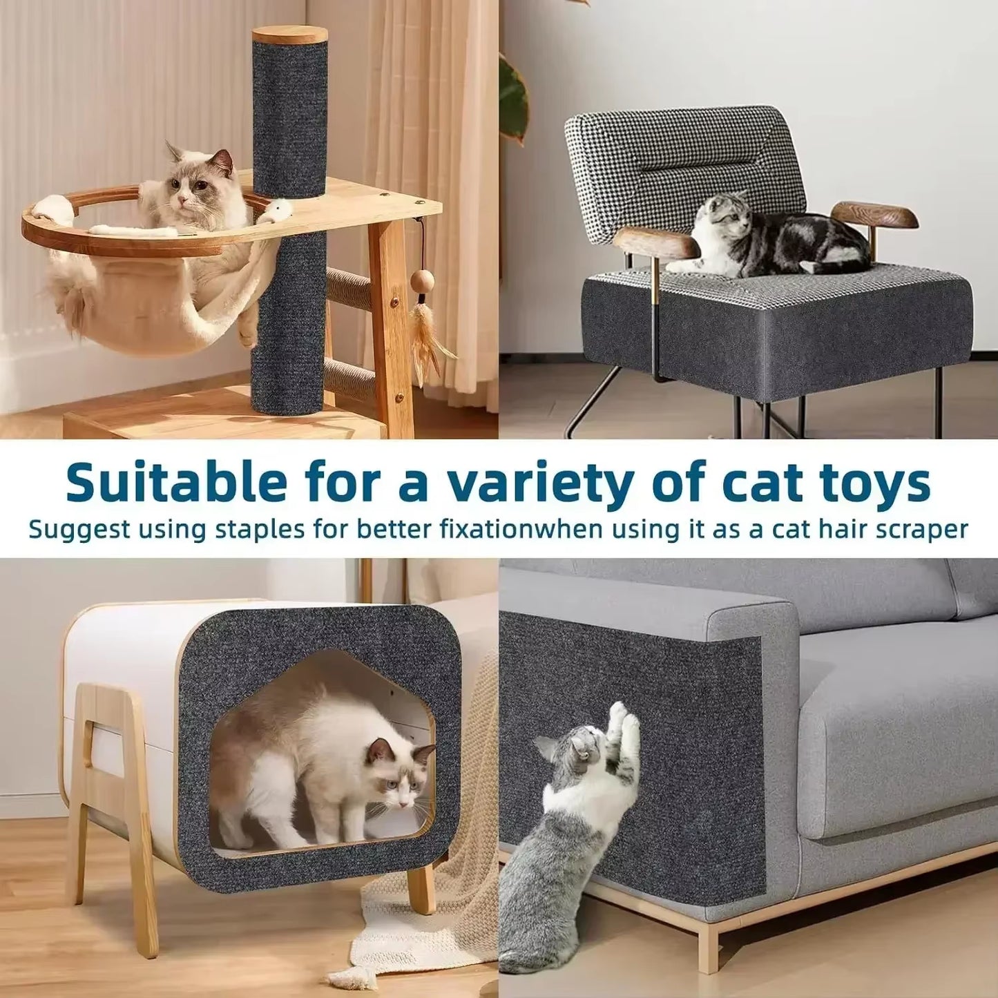 Trimmable Cat Scratching Mat Self-Adhesive Carpet Mat Pad anti Cat Scratcher Furniture Couch Corner Indoor Sofa Wall Protector