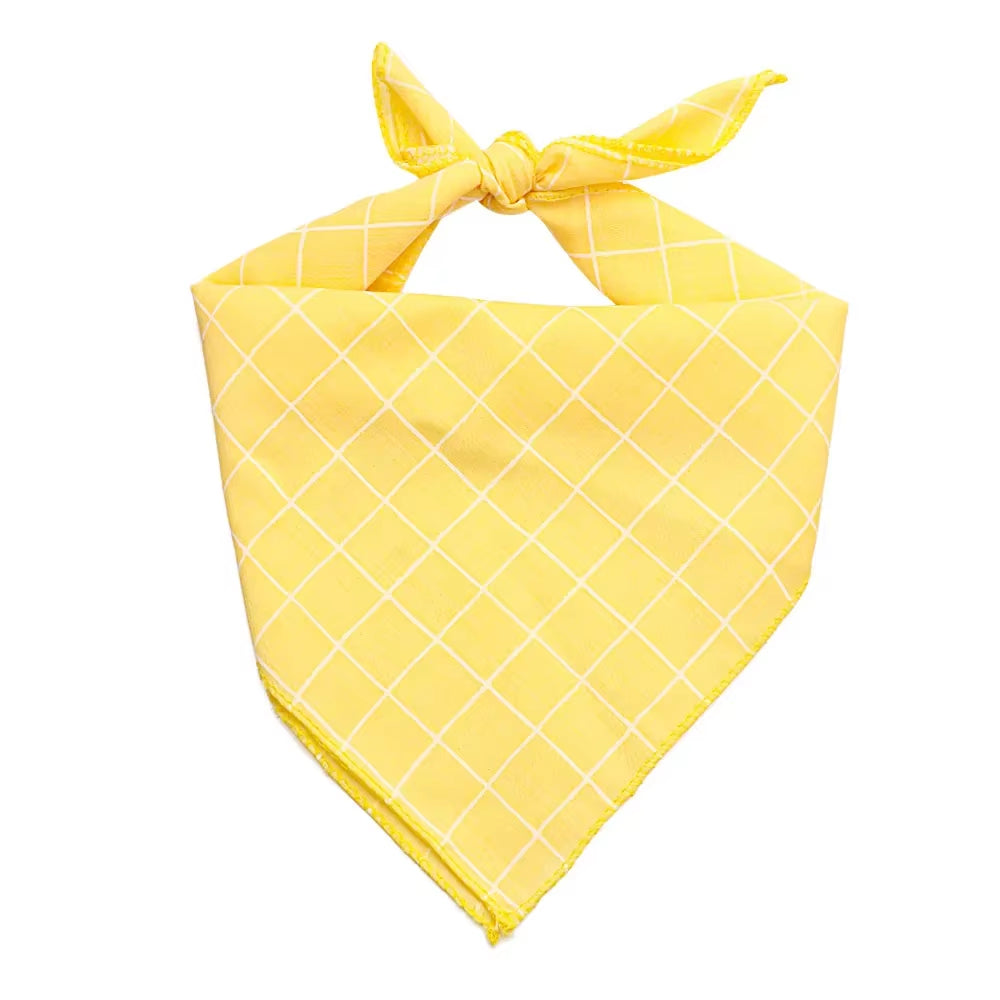 Pet Bandanas Plaid Dots Style Cotton Washable Dog Bandanas Scarf Bowties Collar Pet Square Bib for Puppies Kittens