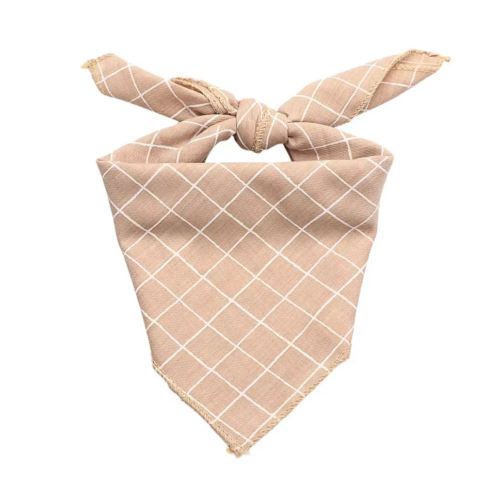 Pet Bandanas Plaid Dots Style Cotton Washable Dog Bandanas Scarf Bowties Collar Pet Square Bib for Puppies Kittens